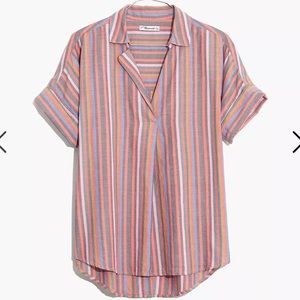 Madewell Courier Button Back Shirt Rainbow M